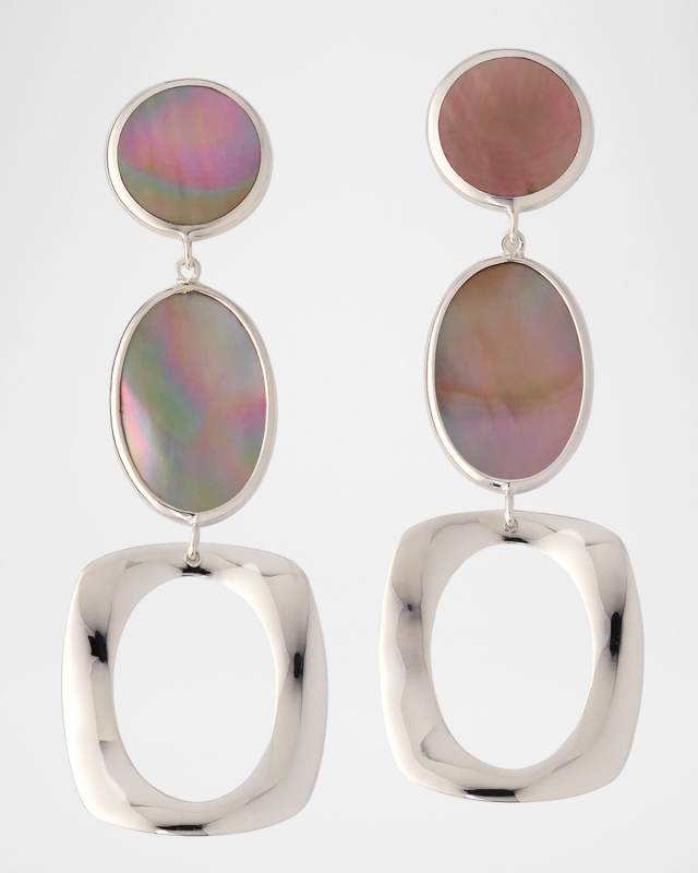 Rock Candy Sterling Silver Central Frame with Dot and Post Earrings
